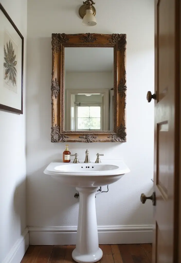 28 Small Bathroom Wall Decor Ideas To Elevate The Space - 2. Vintage Mirrors