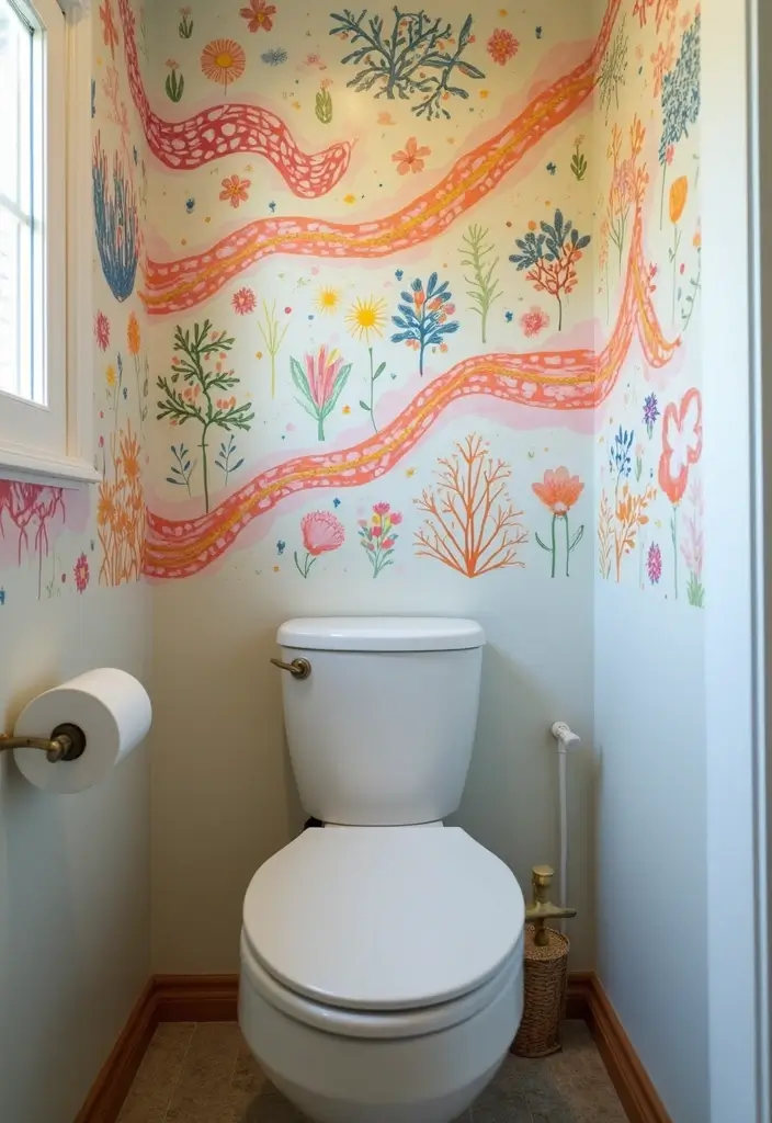 28 Small Bathroom Wall Decor Ideas To Elevate The Space - 27. Washi Tape Art
