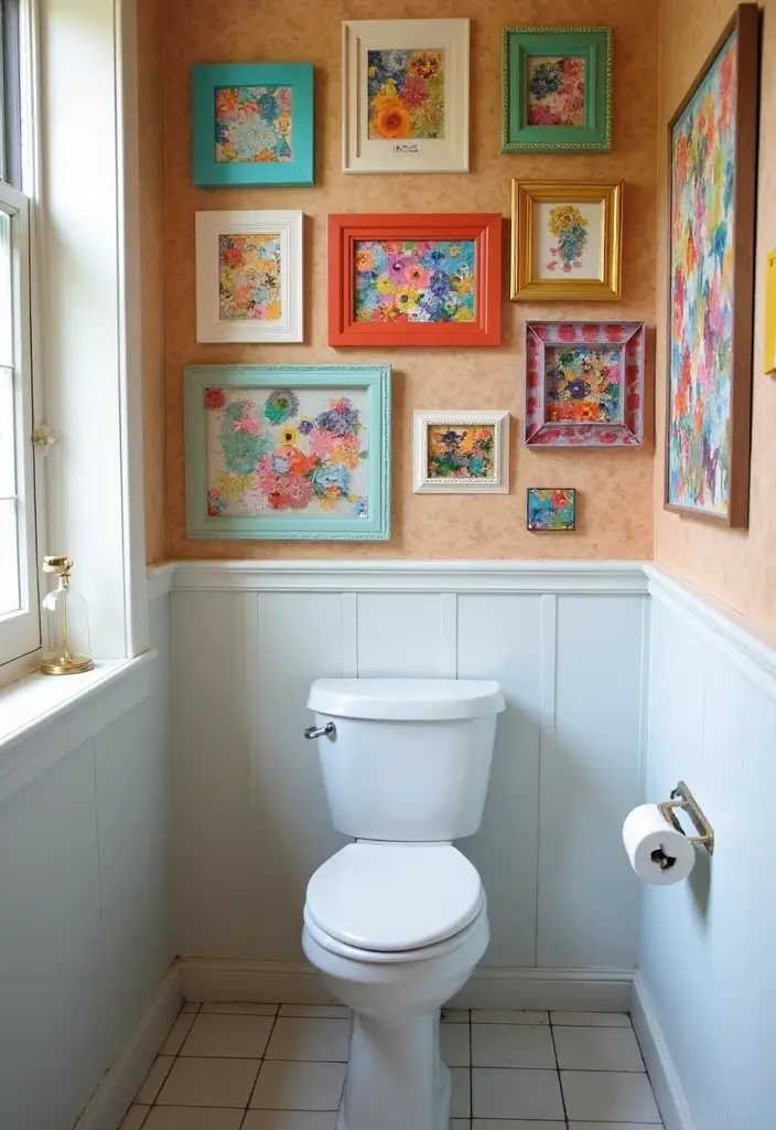 28 Small Bathroom Wall Decor Ideas To Elevate The Space - 4. Upcycled Picture Frames