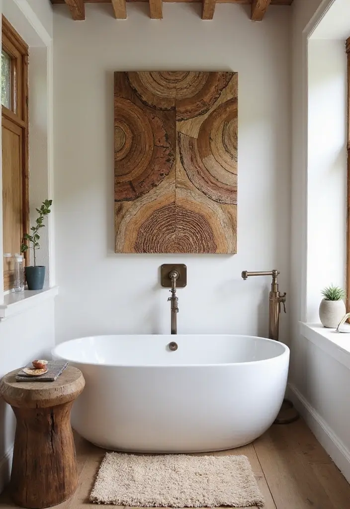 28 Small Bathroom Wall Decor Ideas To Elevate The Space - 6. Eco-Friendly Wall Art