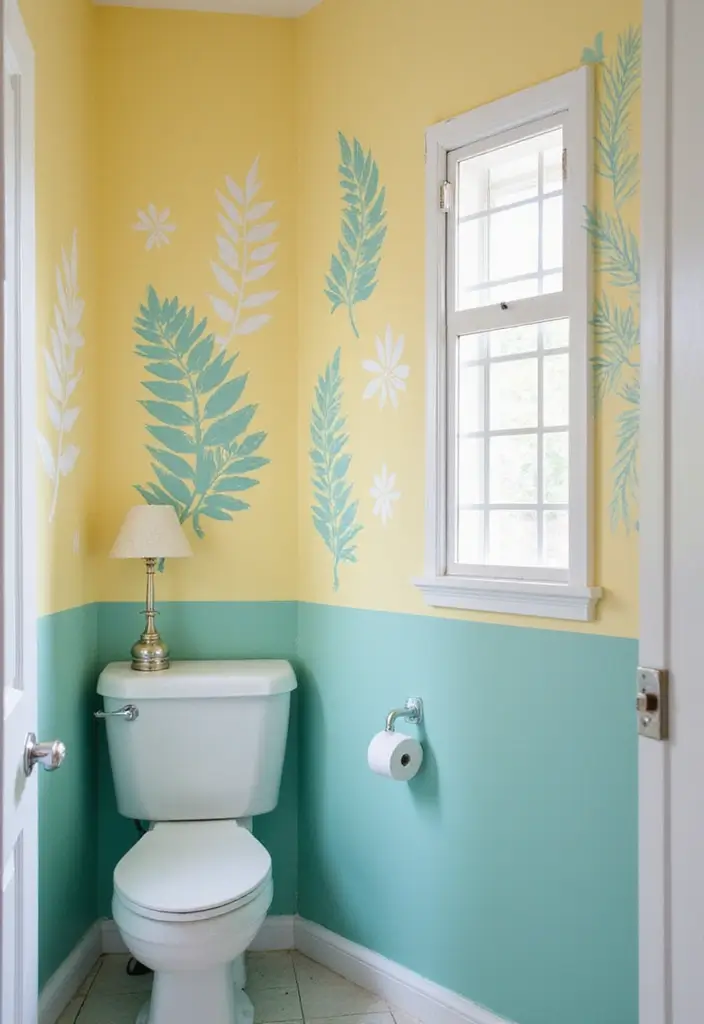 28 Small Bathroom Wall Decor Ideas To Elevate The Space - 8. DIY Wall Stencils