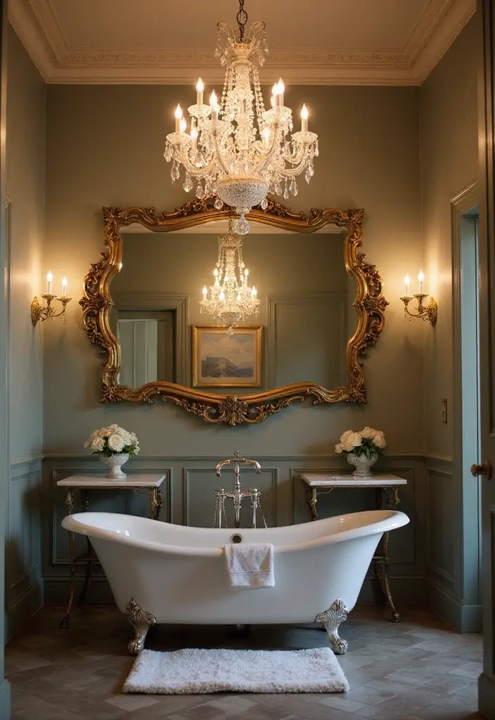 28 Vintage Bathroom Light Fixtures That Bring Character - 12. Vintage Crystal Chandeliers