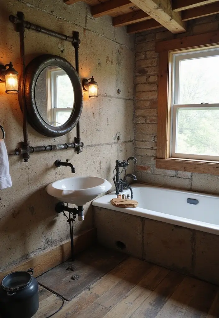 28 Vintage Bathroom Light Fixtures That Bring Character - 13. Rustic Pipe Fixtures