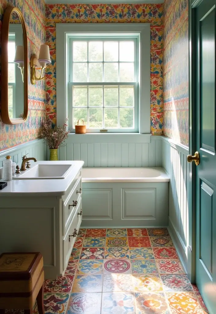 29 Apartment Aesthetic Bathroom Ideas For Modern Living - 13. Colorful Tile Patterns