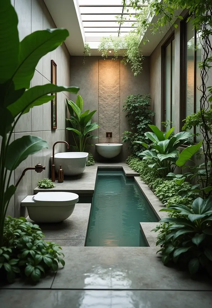 29 Apartment Aesthetic Bathroom Ideas For Modern Living - 21. Indoor Water Features