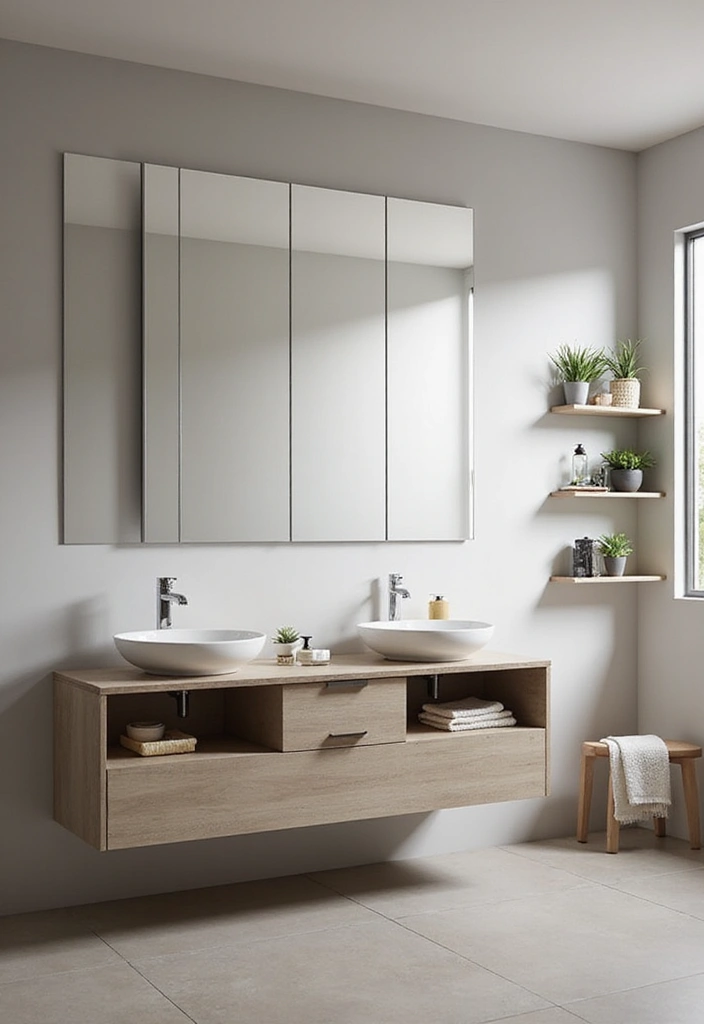 29 Apartment Aesthetic Bathroom Ideas For Modern Living - 23. Floating Vanities
