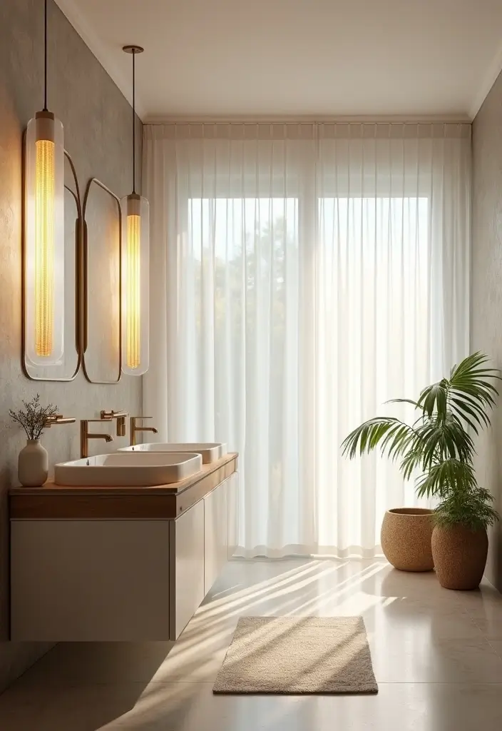 29 Apartment Aesthetic Bathroom Ideas For Modern Living - 6. Eco-Friendly Lighting
