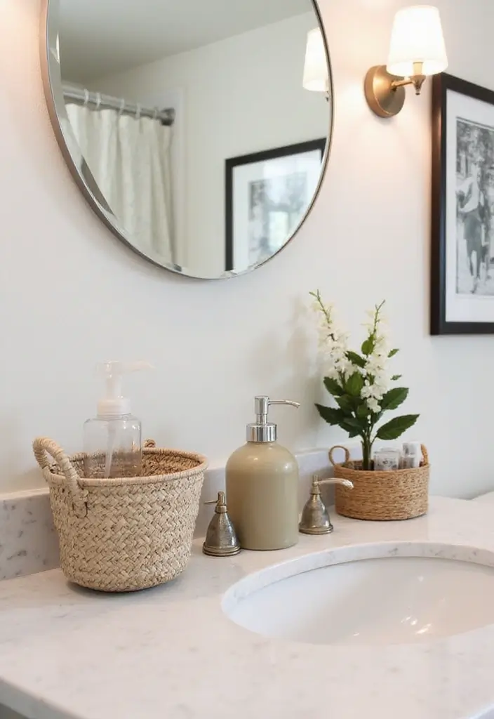 29 Apartment Aesthetic Bathroom Ideas For Modern Living - 9. Chic Accessories