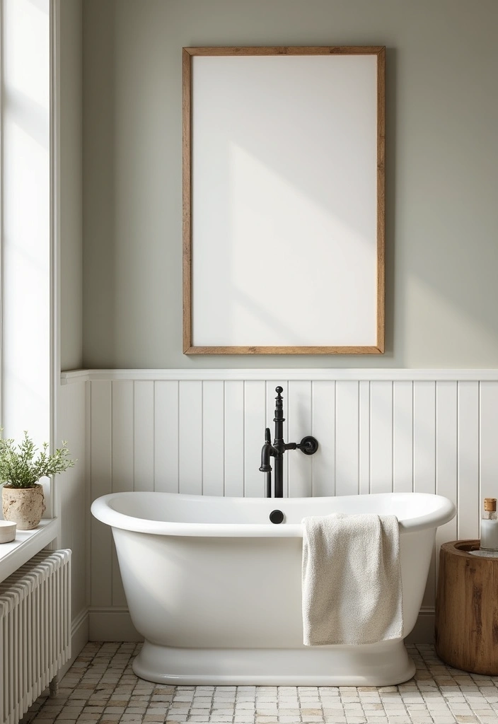 29 Bathroom Artwork Ideas That Add Character - 19. Vintage Farmhouse Style Art