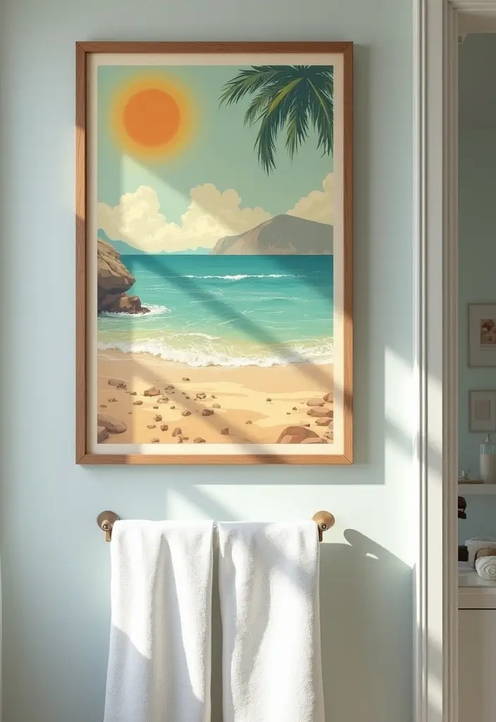29 Bathroom Artwork Ideas That Add Character - 2. Vintage Travel Posters