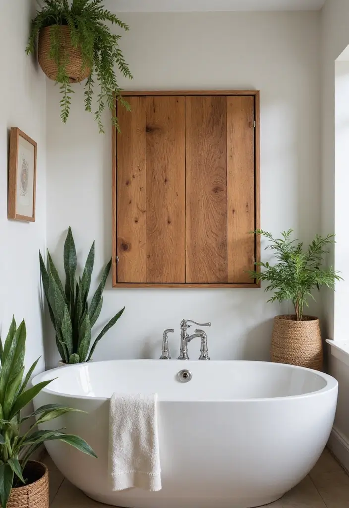 29 Bathroom Artwork Ideas That Add Character - 21. Vintage Cedar Wood Art
