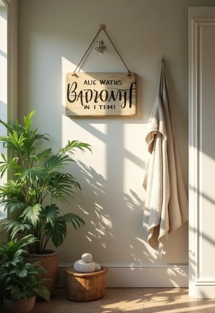 29 Bathroom Artwork Ideas That Add Character - 3. Retro Bathroom Signage