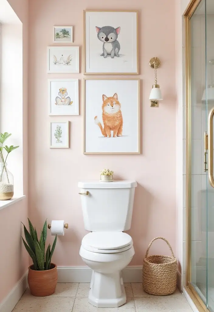 29 Bathroom Artwork Ideas That Add Character - 5. Whimsical Animal Illustrations