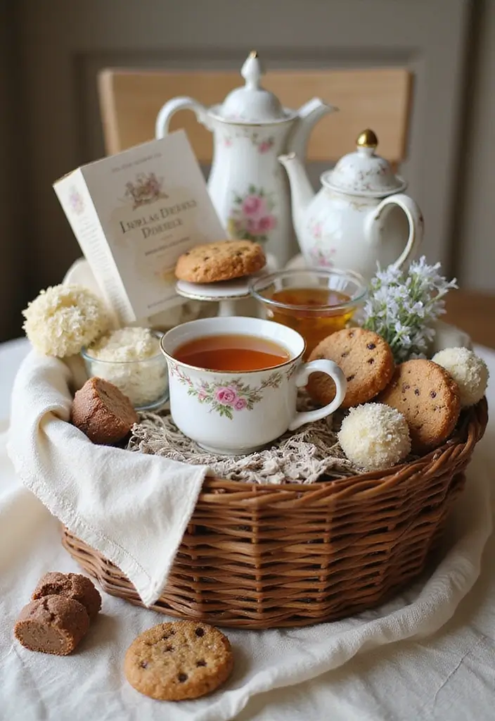 29 Bathroom Gift Basket Ideas That Feel Luxurious - 12. Vintage Tea Party Basket