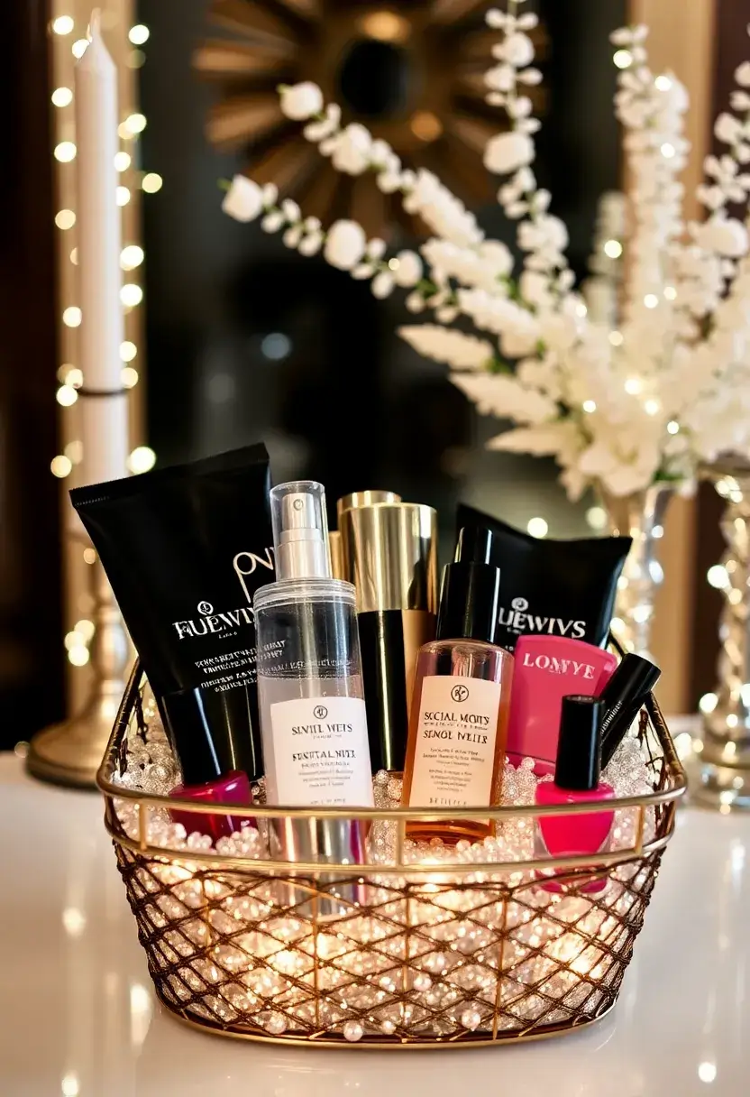 29 Bathroom Gift Basket Ideas That Feel Luxurious - 20. Glamorous Evening Basket