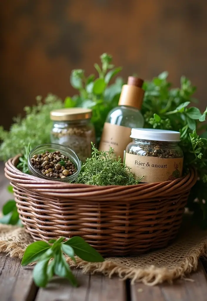 29 Bathroom Gift Basket Ideas That Feel Luxurious - 5. Herbal Infusion Basket