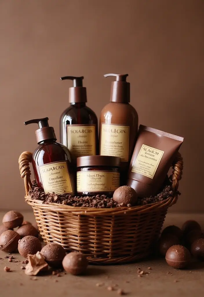 29 Bathroom Gift Basket Ideas That Feel Luxurious - 8. Indulgent Chocolate Spa Basket