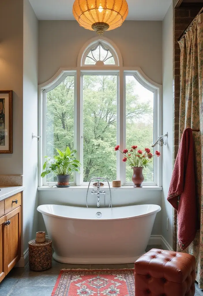 29 Bathroom Window Ideas That Let In Light - 13. Custom Window Shapes