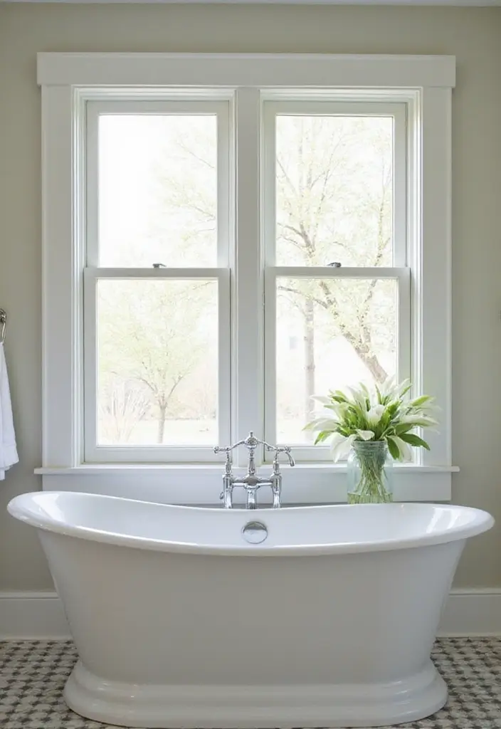 29 Bathroom Window Ideas That Let In Light - 16. Double Hung Windows