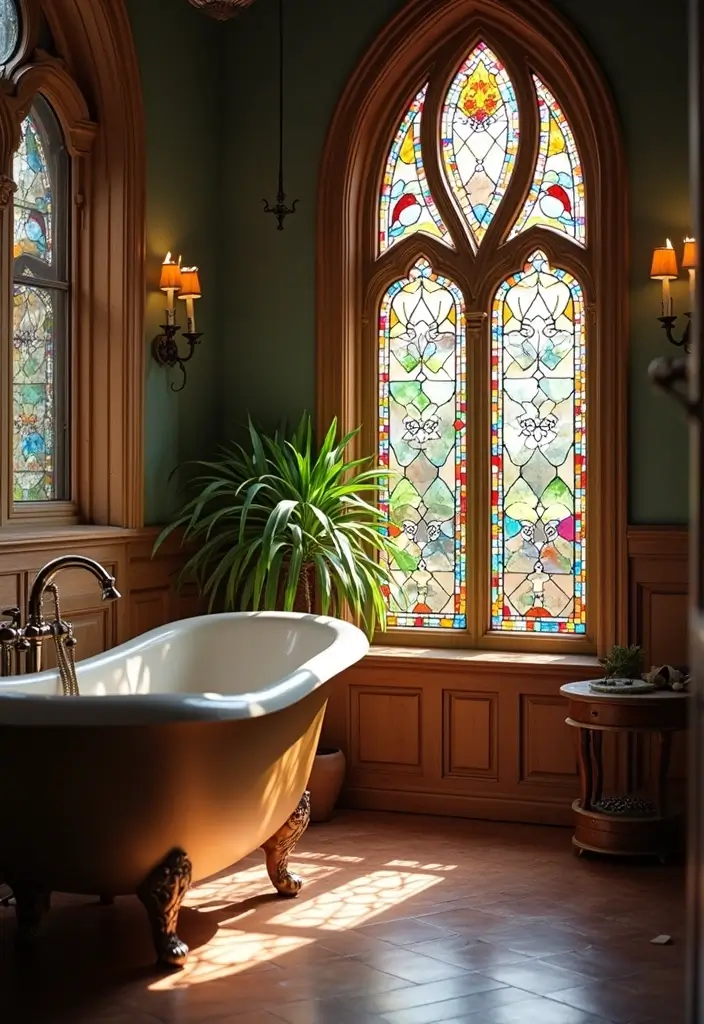 29 Bathroom Window Ideas That Let In Light - 19. Stained Glass Windows