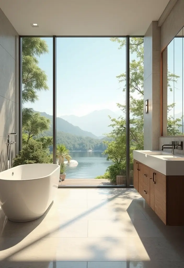 29 Bathroom Window Ideas That Let In Light - 21. Picture Windows