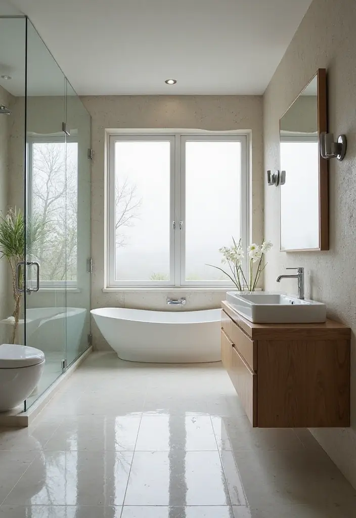 29 Bathroom Window Ideas That Let In Light - 28. Integrated Window Designs