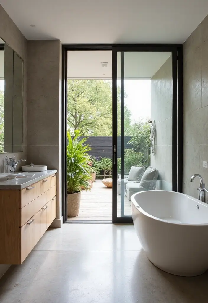 29 Bathroom Window Ideas That Let In Light - 8. Sliding Glass Doors