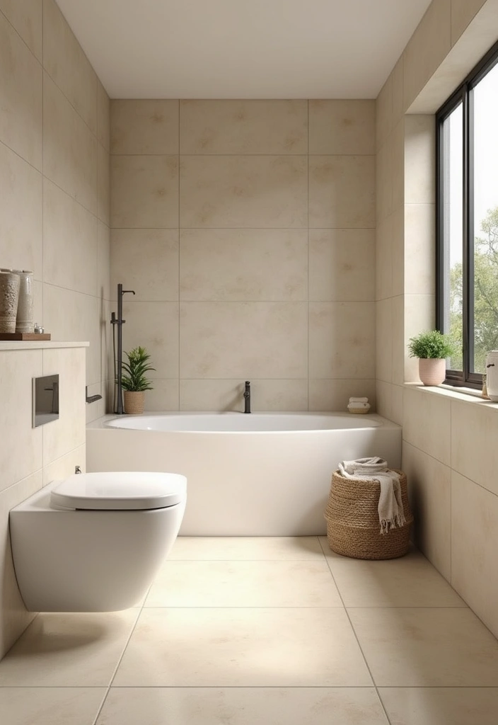 29 Beige Bathroom Tile Ideas That Feel Warm And Timeless - 12. Minimalist Approach