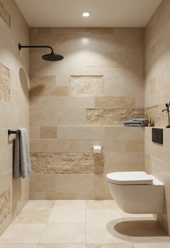 29 Beige Bathroom Tile Ideas That Feel Warm And Timeless - 15. Layering Tiles