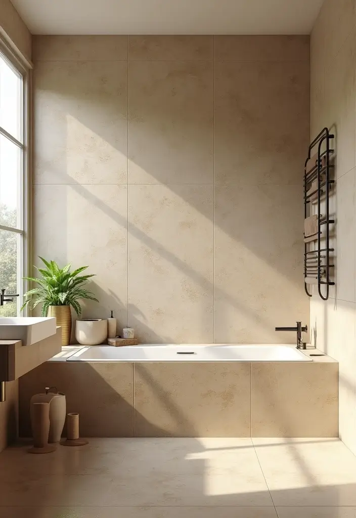 29 Beige Bathroom Tile Ideas That Feel Warm And Timeless - 2. Textured Tiles for Depth