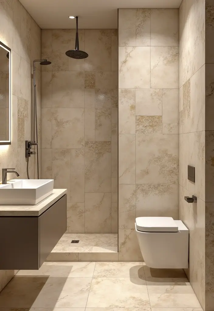 29 Beige Bathroom Tile Ideas That Feel Warm And Timeless - 23. Custom Tile Designs