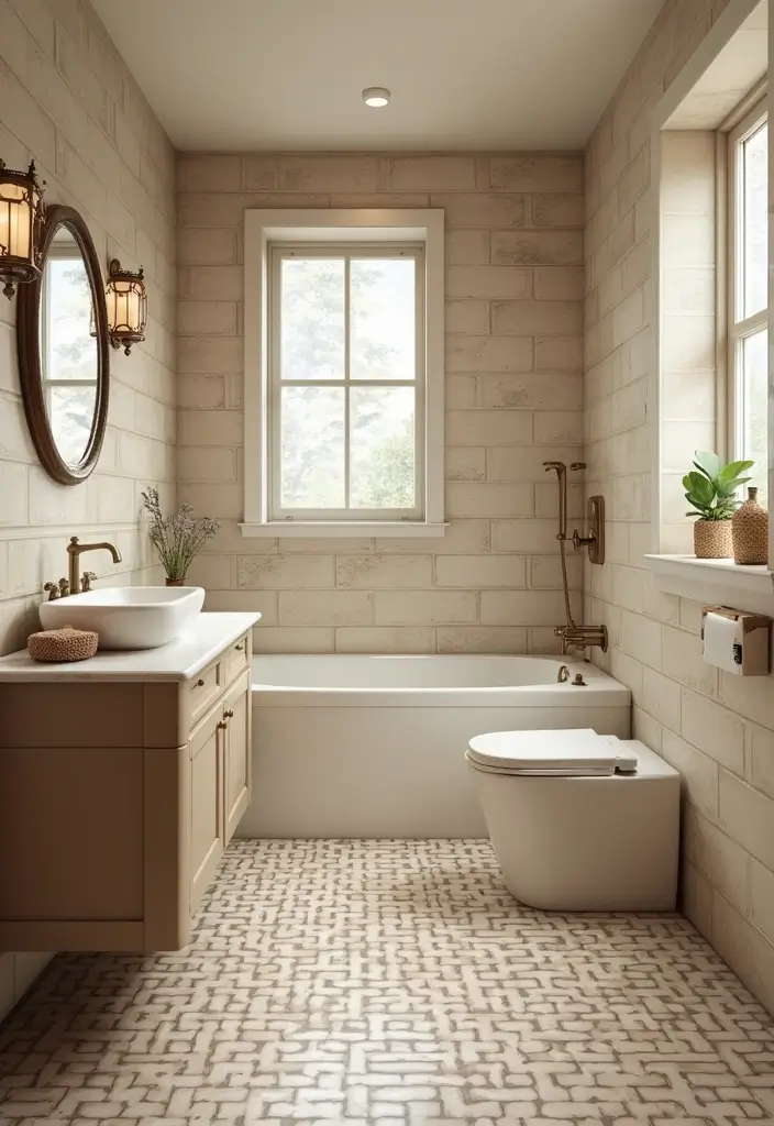 29 Beige Bathroom Tile Ideas That Feel Warm And Timeless - 24. Timeless Checkerboard Design