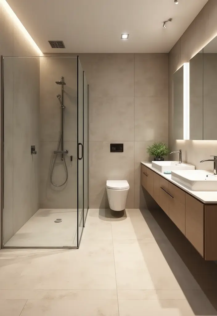 29 Beige Bathroom Tile Ideas That Feel Warm And Timeless - 26. Stylish Wet Rooms