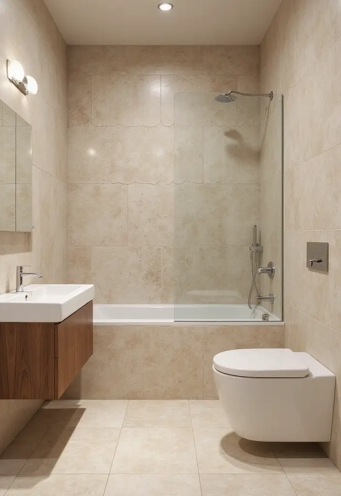 29 Beige Bathroom Tile Ideas That Feel Warm And Timeless - 6. Unique Shapes