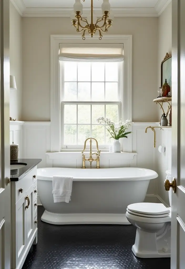 29 Black Penny Tile Bathroom Designs That Stand Out - 1. Classic Monochrome Elegance