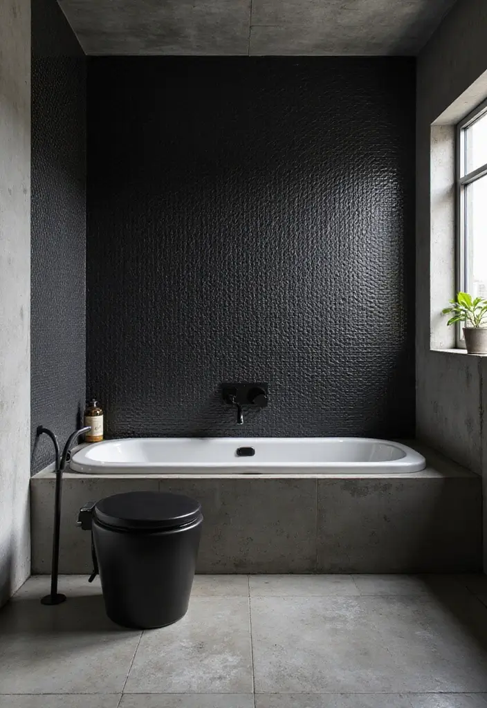 29 Black Penny Tile Bathroom Designs That Stand Out - 13. Urban Industrial Charm