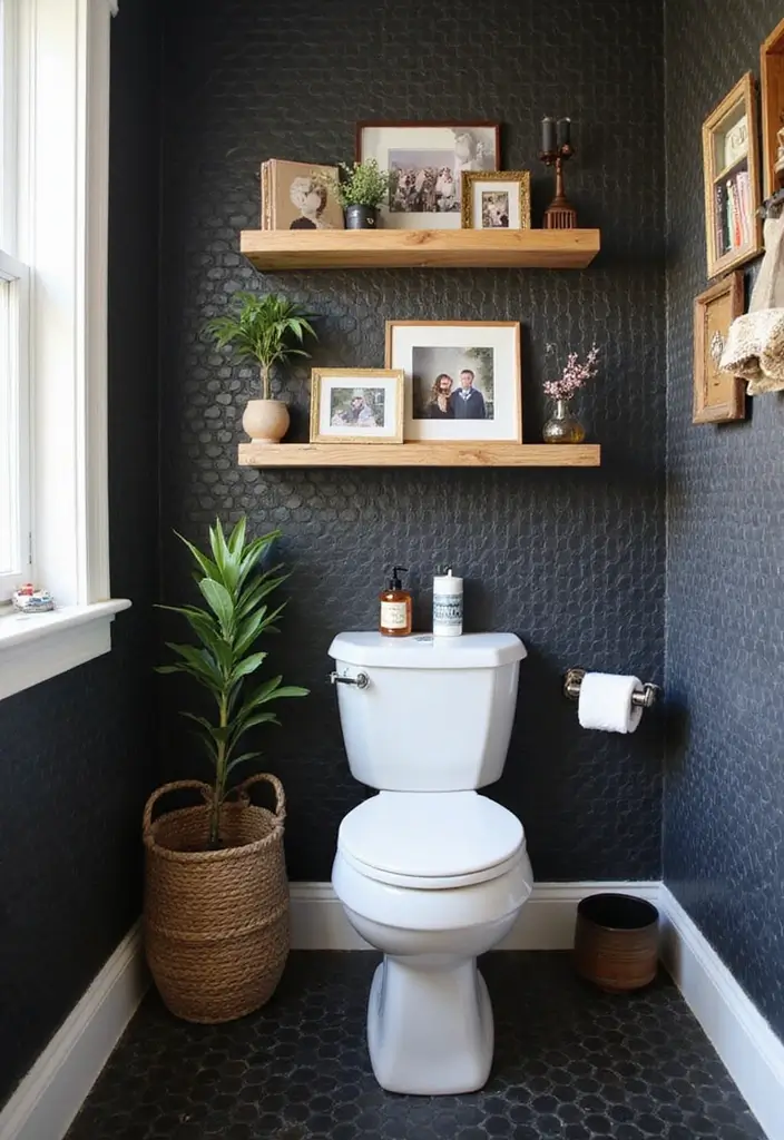 29 Black Penny Tile Bathroom Designs That Stand Out - 29. Personalized Touches