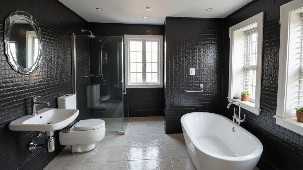 29 Black Penny Tile Bathroom Designs That Stand Out