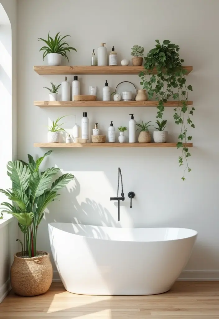 29 Girls Bathroom Organization Ideas That Actually Work - 1. Floating Wooden Shelves