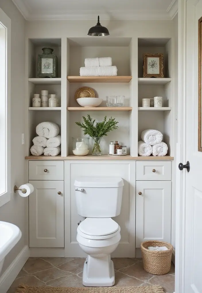 29 Girls Bathroom Organization Ideas That Actually Work - 16. Built-In Shelving