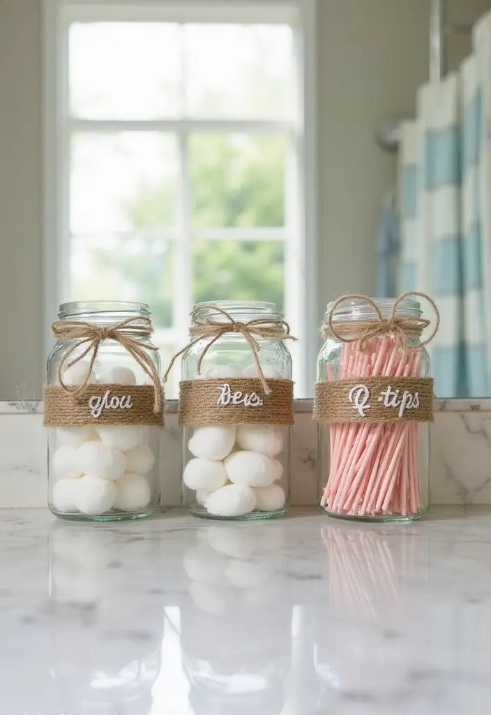 29 Girls Bathroom Organization Ideas That Actually Work - 2. Repurposed Glass Jars