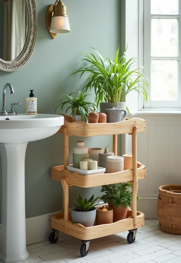 29 Girls Bathroom Organization Ideas That Actually Work - 5. Multi-Tiered Carts
