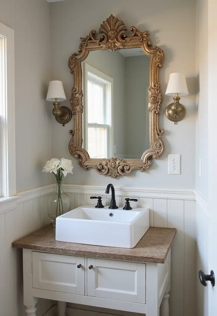 29 Modern Western Bathroom Designs With Rustic Charm - 11. Vintage Mirrors