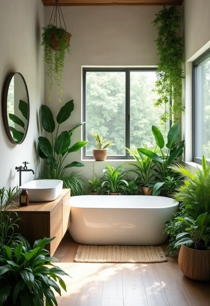 29 Modern Western Bathroom Designs With Rustic Charm - 16. Integrating Plants