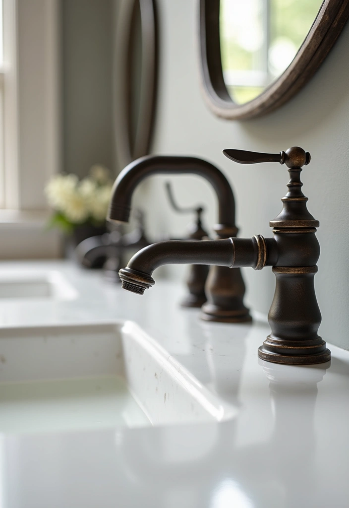 29 Modern Western Bathroom Designs With Rustic Charm - 19. Statement Faucets