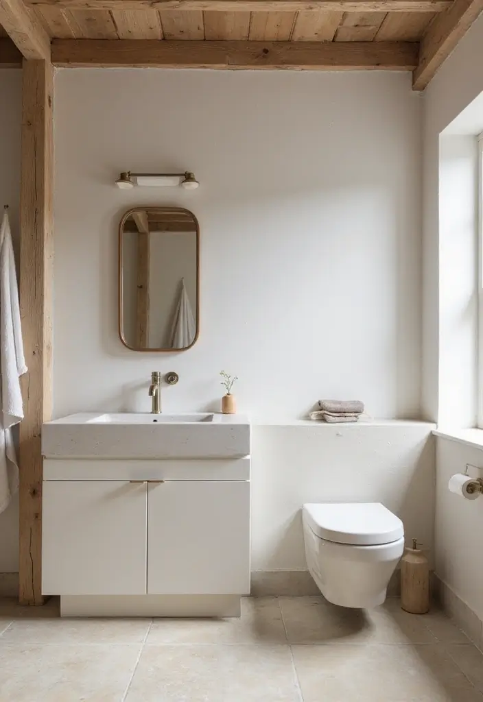 29 Modern Western Bathroom Designs With Rustic Charm - 24. Minimalist Rustic Design