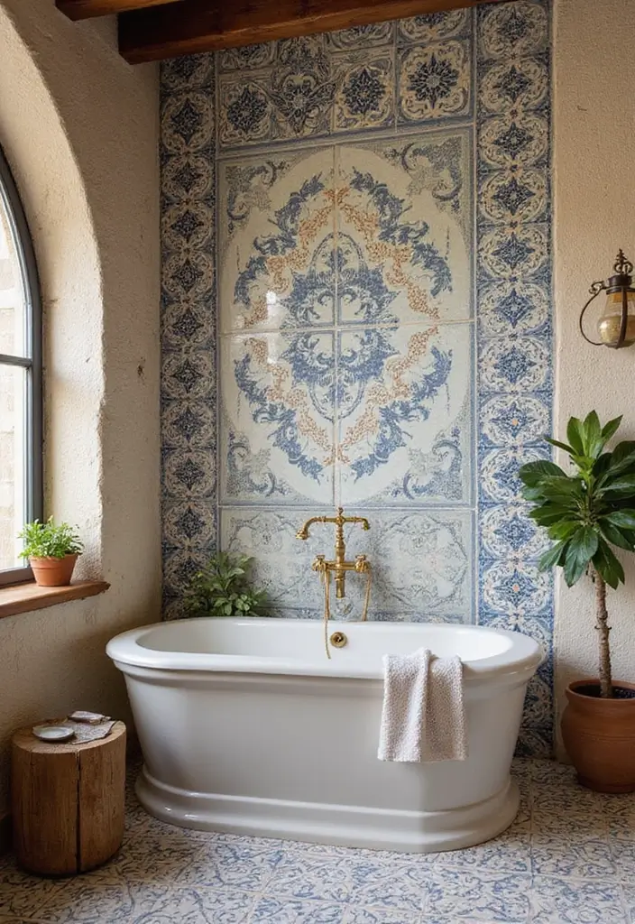 29 Modern Western Bathroom Designs With Rustic Charm - 26. Artistic Tiling