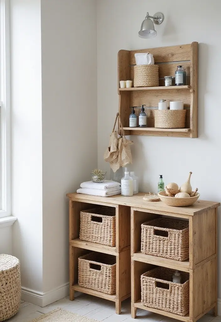 29 Modern Western Bathroom Designs With Rustic Charm - 27. Creative Storage Solutions
