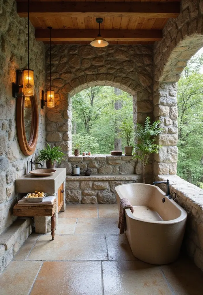 29 Modern Western Bathroom Designs With Rustic Charm - 29. Outdoor-Inspired Elements