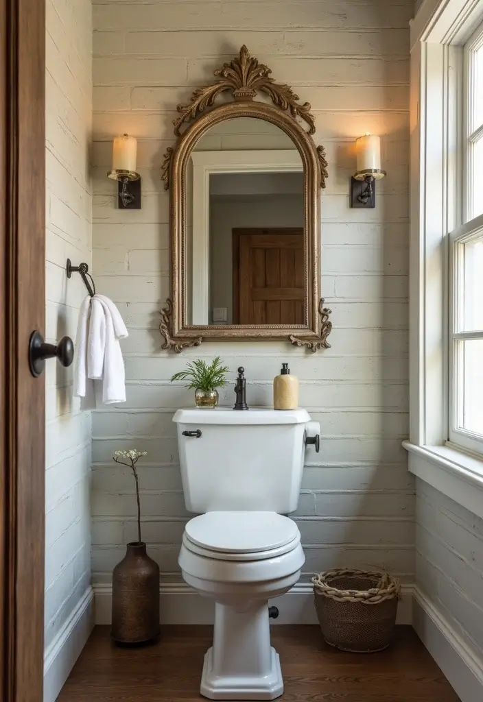 29 Powder Bathroom Ideas That Impress Guests - 10. Vintage Accents